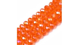 50 perles abaques à facettes 8x6mm orange AB pour création DIY