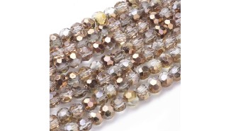 Perles verre rondes à facettes 4mm cuivre rose AB pour création de DIY