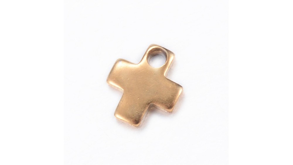Mini breloques croix en acier doré