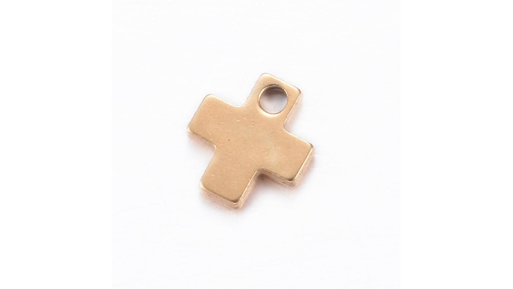 Mini breloques croix en acier doré