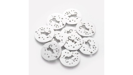 Pendentif médaille chat en acier inoxydable couleur acier
