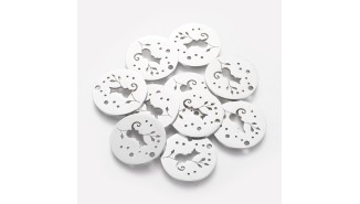 Pendentif médaille chat en acier inoxydable couleur acier