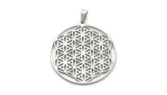 Pendentif fleur de vie 35mm acier inoxydable 304 couleur acier