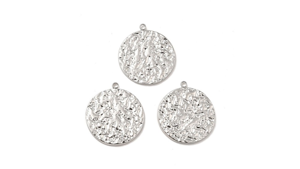 copy of Pendentif 15mm acier argent texturé