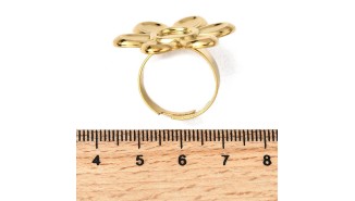 Bague fleur acier 304 plaqué or 18k pour cabochon de 8mm