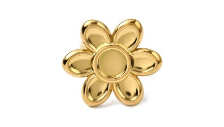 Bague fleur acier 304 plaqué or 18k pour cabochon de 8mm