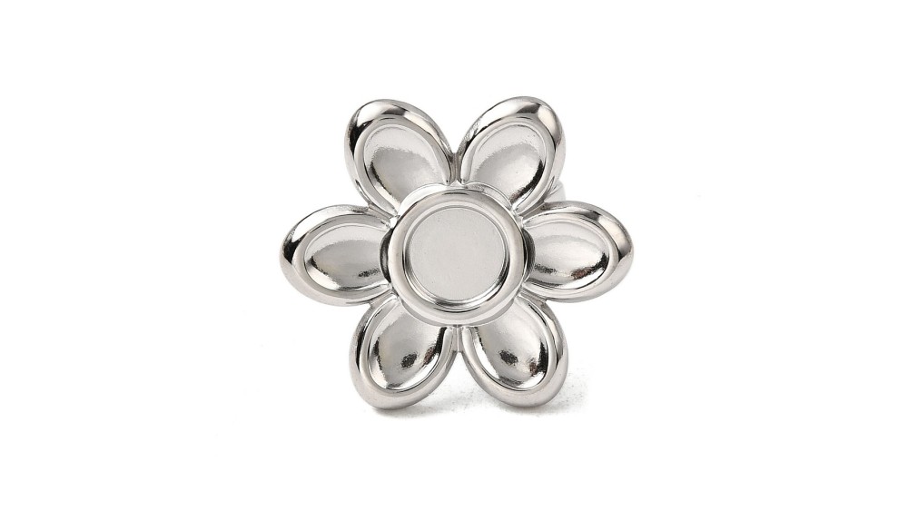 bague fleur acier