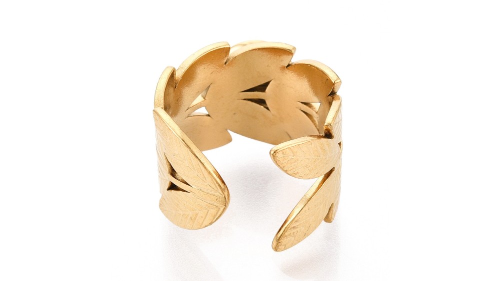 bague acier feuille