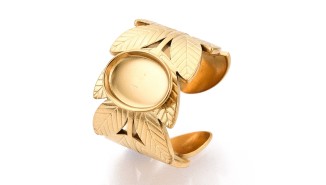 bague acier feuille or