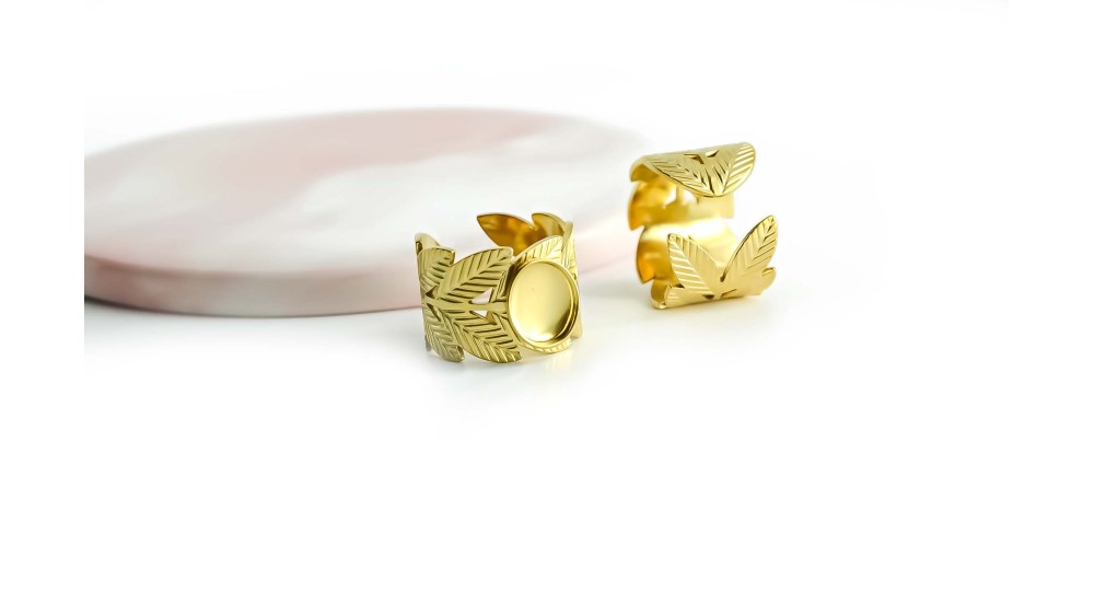 bague acier feuille