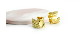 bague acier feuille