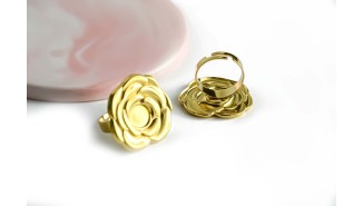 copy of Support bague 10x8mm feuille de ginko acier inoxydable plaqué or 18k