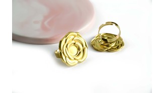 copy of Support bague 10x8mm feuille de ginko acier inoxydable plaqué or 18k