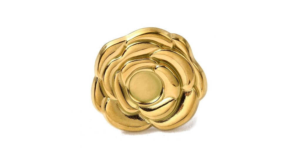 copy of Support bague 10x8mm feuille de ginko acier inoxydable plaqué or 18k
