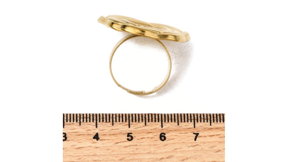 copy of Support bague 10x8mm feuille de ginko acier inoxydable plaqué or 18k