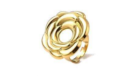 copy of Support bague 10x8mm feuille de ginko acier inoxydable plaqué or 18k