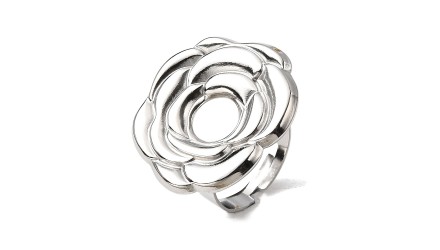 copy of Support bague 10x8mm feuille de ginko acier inoxydable plaqué or 18k