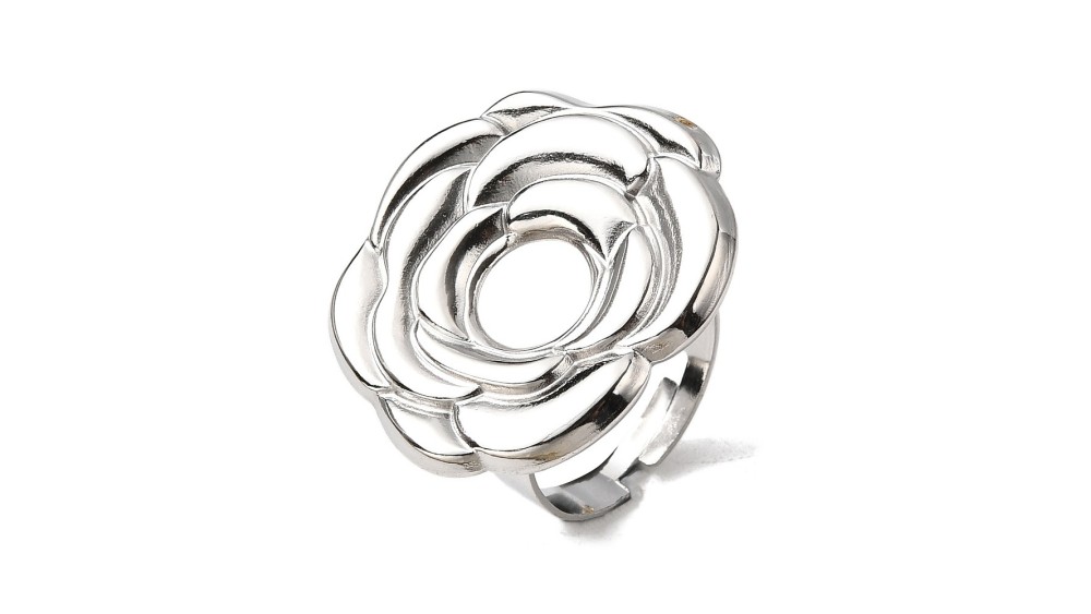 copy of Support bague 10x8mm feuille de ginko acier inoxydable plaqué or 18k