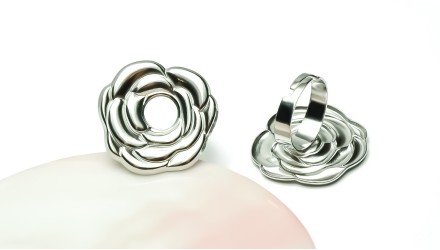 copy of Support bague 10x8mm feuille de ginko acier inoxydable plaqué or 18k