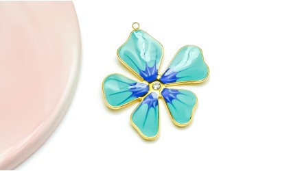 Pendentif fleur orchidée bleue