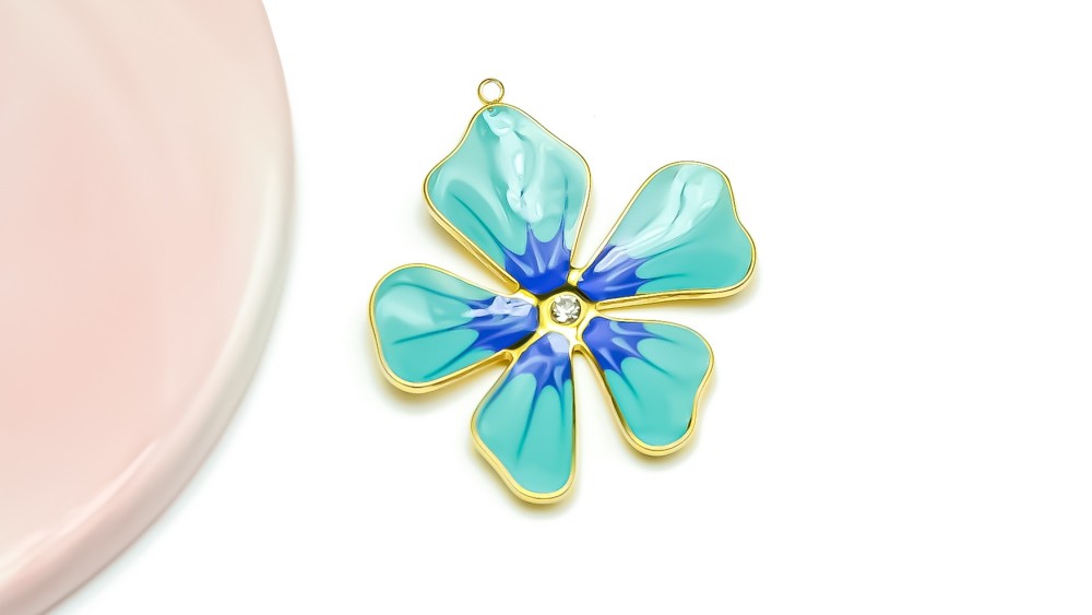 Pendentif fleur orchidée bleue