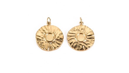 Supports cabochon ronds martelés plaqué or pour bijoux créatifs