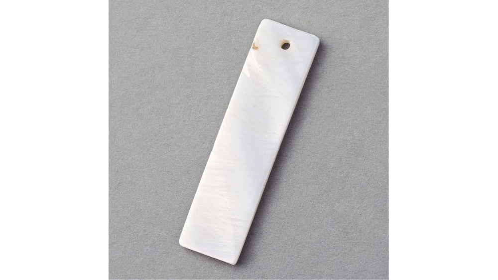 Pendentifs rectangle 40x10mm en nacre  naturelle blanche x 10