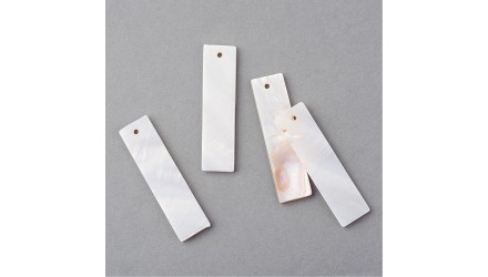 Pendentifs rectangle 40x10mm en nacre  naturelle blanche x 10