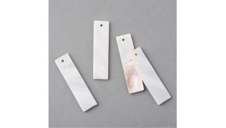 Pendentifs rectangle 40x10mm en nacre  naturelle blanche x 10