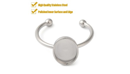 Bague  plateau ovale 8x10mm en acier inoxydable couleur acier