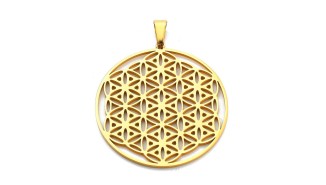 Pendentif fleur de vie acier inoxydable 304 couleur or