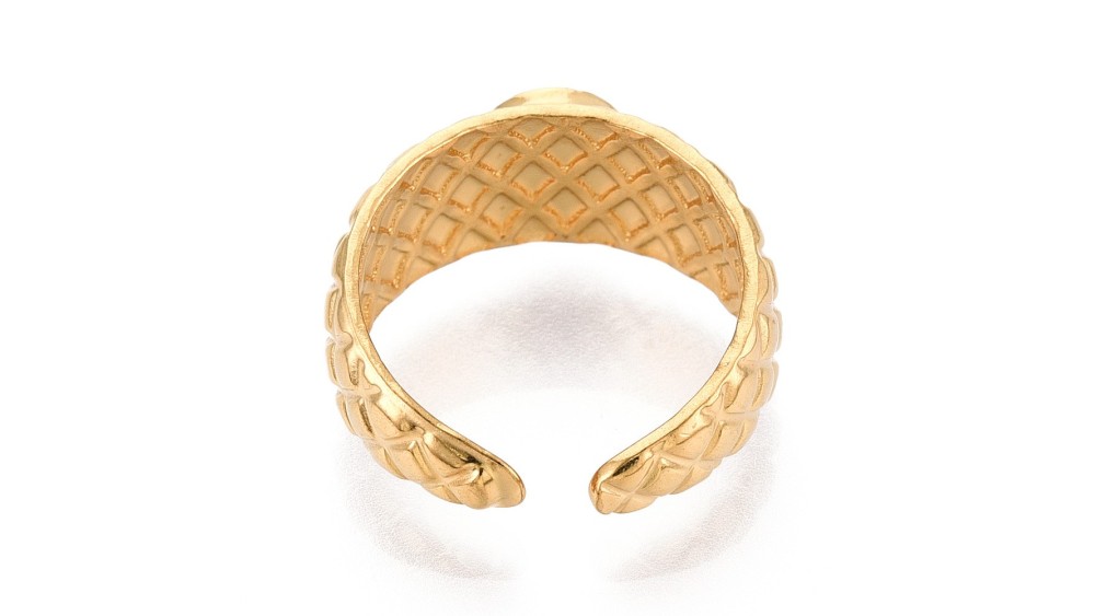 Bague manchette acier plaqué or 18k pour cabochon de 6mm