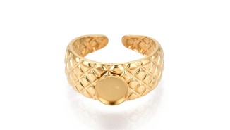 Bague manchette acier plaqué or 18k pour cabochon de 6mm