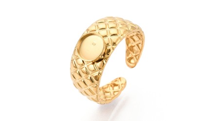 Bague manchette acier plaqué or 18k pour cabochon de 6mm