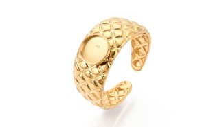 Bague manchette acier plaqué or 18k pour cabochon de 6mm