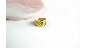 Bague manchette acier plaqué or 18k pour cabochon de 6mm