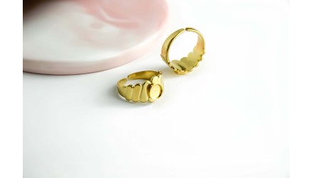 copy of Bague manchette acier plaqué or 18k pour cabochon de 6mm