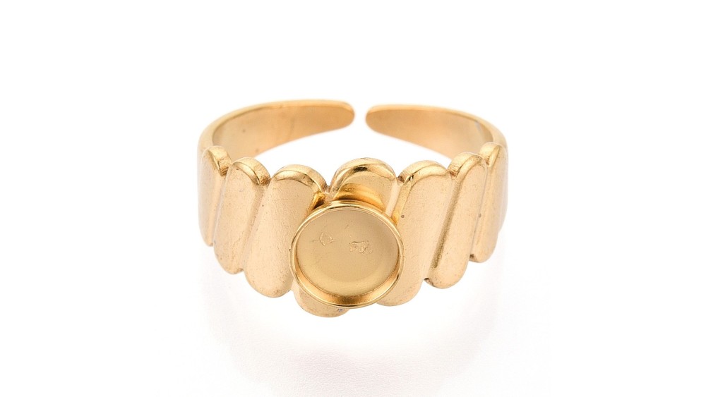 copy of Bague manchette acier plaqué or 18k pour cabochon de 6mm