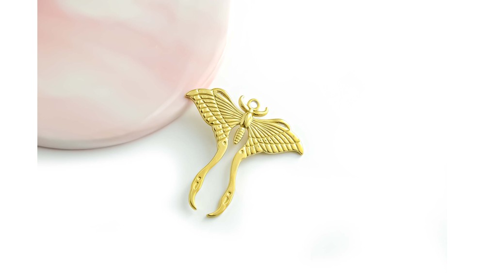 Pendentif papillon délicat en acier inoxydable 304 plaqué or18k