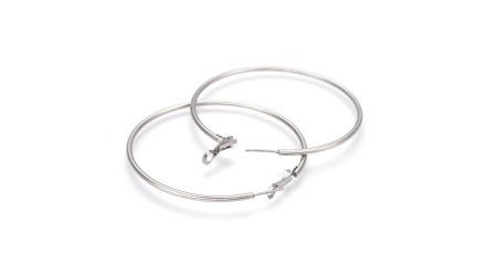 Grandes créoles 60mm attache à bascule acier inoxydable argent