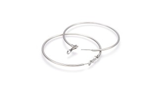 Grandes créoles 60mm attache à bascule acier inoxydable argent