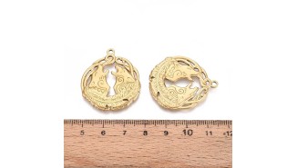 Pendentif loup hurlant acier inoxydable plaqué or 18k
