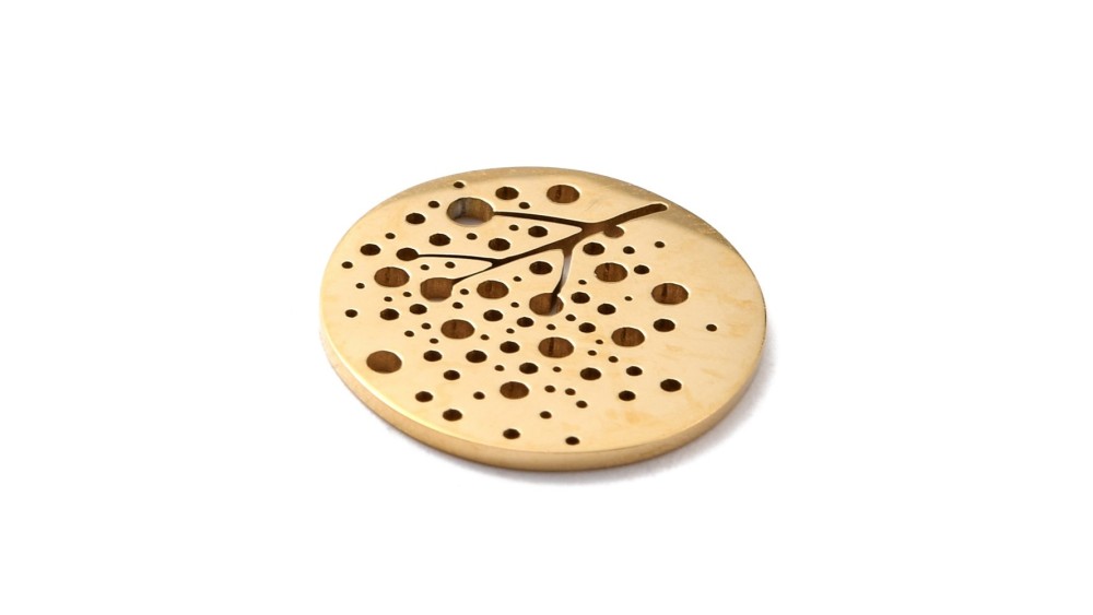 Pendentif arbre  en acier inoxydable couleur or