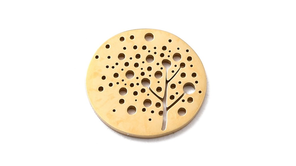 Pendentif arbre  en acier inoxydable couleur or