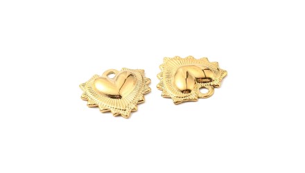 Pendentif cœur ex voto acier inoxydable 304 couleur or