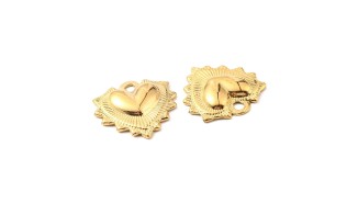 Pendentif cœur ex voto acier inoxydable 304 couleur or