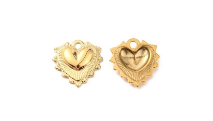 Pendentif cœur ex voto acier inoxydable 304 couleur or