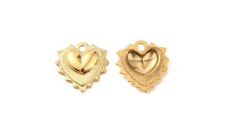 Pendentif cœur ex voto acier inoxydable 304 couleur or
