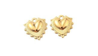 Pendentif cœur ex voto acier inoxydable 304 couleur or