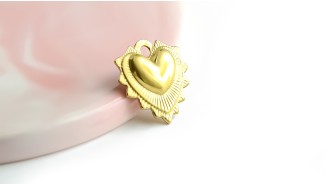 Pendentif cœur ex voto acier inoxydable 304 couleur or